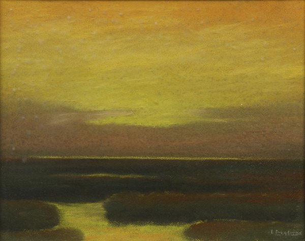 Pastel, Edwin C. Siegfried: Edwin C. Siegfried (American, 1889-1955), Marshes at Sunset, pastel on paper, signed lower right, sight: 15.5 x 19.5, overall (with frame): 20"h x 24"w