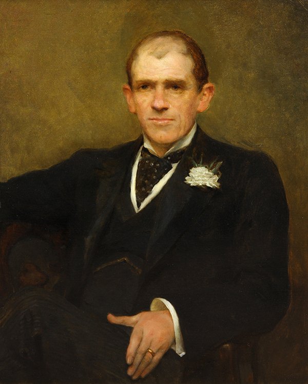 Painting, Attrib. to Sir Lawrence Alma-Tadema: Attributed to Sir Lawrence Alma-Tadema (British/Dutch, 1836-1912), "Portrait of Whittaker Thompson," oil on canvas, unsigned, museum title label (Museum of Fine Arts, Boston, MA) affixed verso, stampe
