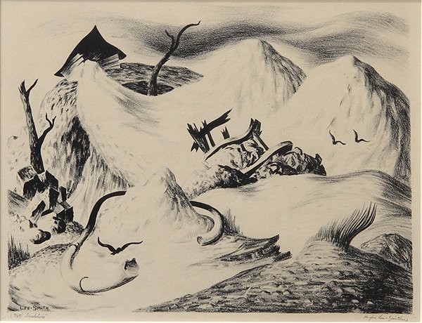 Print, Hughie Lee-Smith, Isolation: Hughie Lee-Smith (American, 1915-1999), "Isolation," lithograph, pencil signed lower right, titled lower left, edition 7/27, sight: 7.5"h x 9.75"w, overall (framed): 16.5"h x 17.25"w