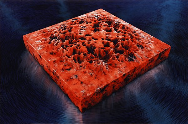 Ronald Davis (American, b: Ronald Davis (American, b. 1937), "Red Top Slab," 2005, heat fused pixel on white aluminium with high gloss coating, trial proof III, signed verso, numbered MPTIII2a4, overall: 23.5"h x 35.25"w