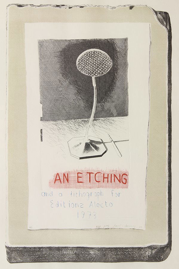 Print, David Hockney, An Etching and a Lithograph: David Hockney (British, b. 1937), "An Etching and a Lithograph for Editions Alecto," 1973, etching and lithograph in colors, signed and dated lower right, edition Rep Proof H.C., puublished by Alecto