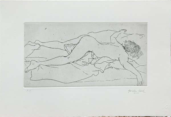 Etchings, Gordon Cook: (lot of 3) Gordon Cook (American, 1927-1985), Nude Studies, circa 1985, etchings, each estate stamped and signed lower right, from PP edition, sheets: 9.5"h x 9.5"w/11"h x 10"w/10.25"h x 15"w,