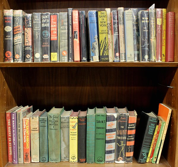 (lot of 40) Charteris, Leslie: (lot of 40) Charteris, Leslie. volumes include some first editions in dust jackets, such as: Follow the Saint. New York: Doubleday, Doran and Co., 1938; and The Happy Highwayman. New York: Doubleday, 