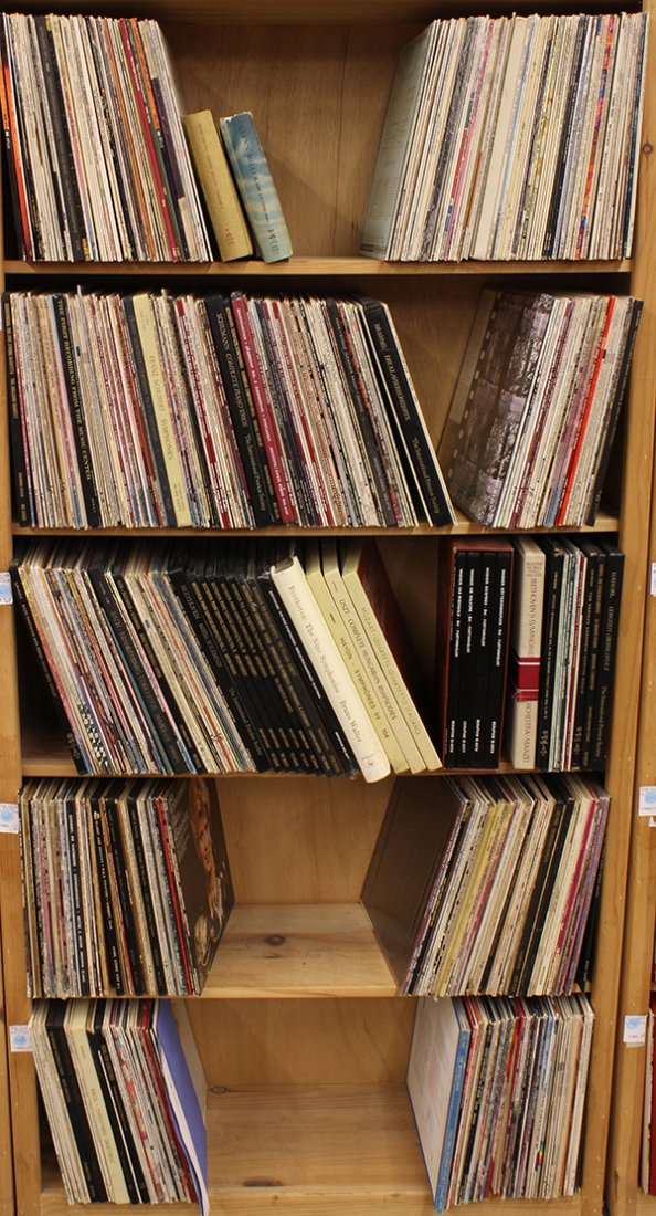 (lot of 425+)Five shelves of records mostly relating to: (lot of 425+)Five shelves of records mostly relating to Classical music, including boxed sets by Wagner, Beethoven and Mozart; together with The Nutcracker, Swan Lake, Romeo and Juliet, etc.