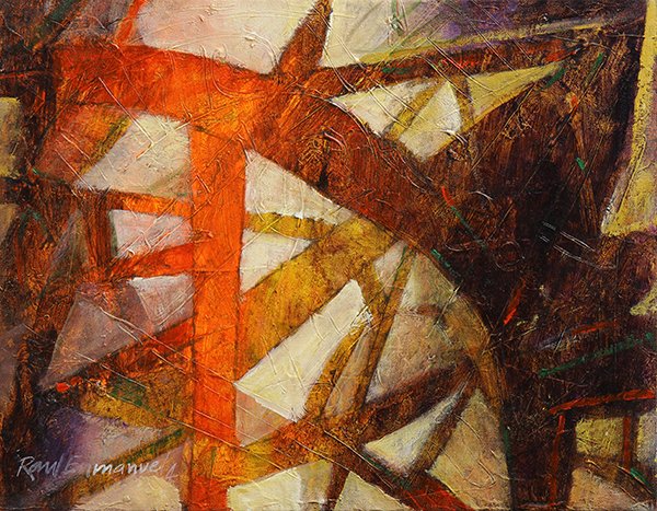 Paintings by Raul En Manuel: (lot of 3) Raul Enmanuel (Cuban, 20th century), Abstracts, oils on canvas, inscribed verso, canvas (each unframed): 14''h x 18''w