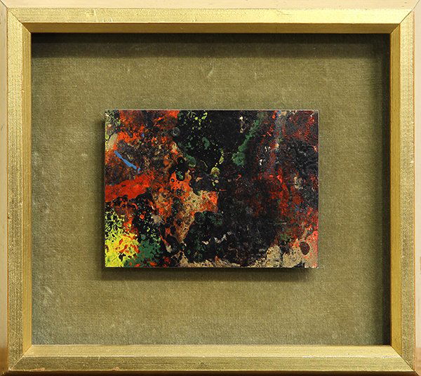 Painting by Pascal Cucaro: Pascal Cucaro (American, 1915-2004), Untitled, oil on board, inscribed lower right, overall (with frame): 6.5''h x 7.75''w