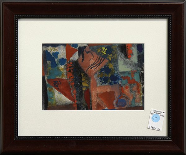 Works on paper Attributed to Erle Loran: (lot of 2) Attributed to Erle Loran (American, 1905-1999), Abstract #30 and Abstract #10, mixed media works on paper, bears no signature, provenance label affixed verso, largest overall (with frame):
