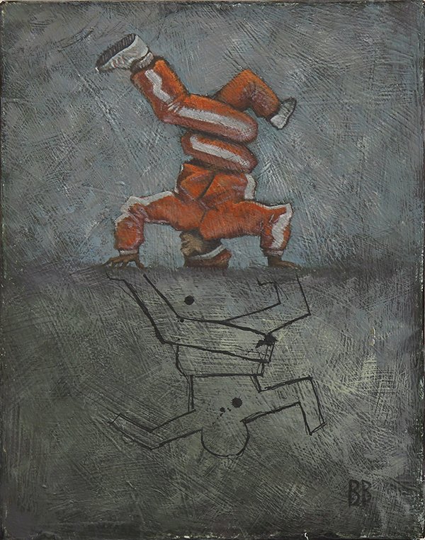 Painting by Brian Behnke: Brian Behnke (American, Contemporary), ''Urban Biscuits - Crumb #4,'' acrylic on board, initialed lower right, board (unframed): 14''h x 11''w