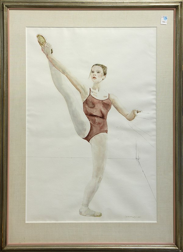 Watercolor, David Remfry: David Remfry (American/British, b. 1942), Ballerina, 1981, watercolor, signed and dated lower right, overall (with frame): 52"h x 37.5"w