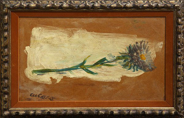 Painting by Pascal Cucaro: Pascal Cucaro (American, 1915-2004), Floral Still Life, oil on board, signed lower left, overall (with frame): 16''h x 24.5''w