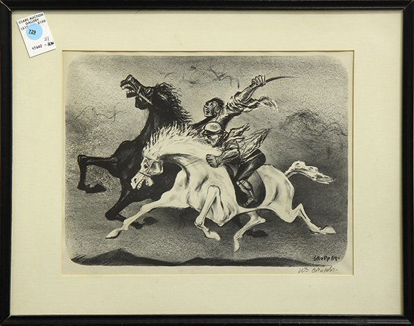 Print, William Gropper, Horsemen: William Gropper (American, 1897-1977), Horsemen, lithograph, pencil signed lower right, overall (framed): 14.75"h x 18.75"w