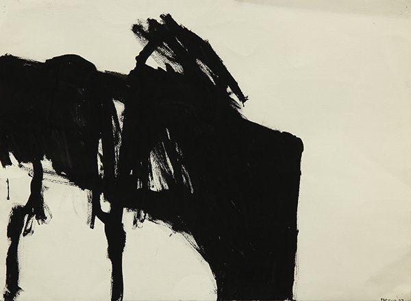 Works on paper by Phe Ruiz: (lot of 2) Phe Ruiz (American, b.1965), ''Female Figure'' (1997) and ''Study Black and White'' (1997), charcoal, graphite and acrylic on paper and acrylic on paper, each signed and dated, titled verso