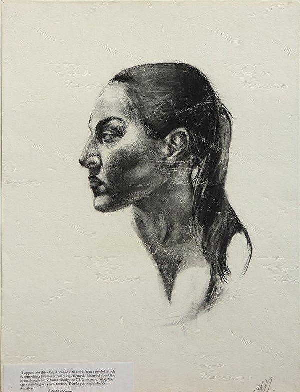 Prints, American School (20th century): (lot of 3) American School (20th century), Untitled, serigraph, signed indistinctly lower right; Portrait of a Girl (1987) Side Profile of a Woman, charcoal drawings, signed ''Sudman'' and intialed ''