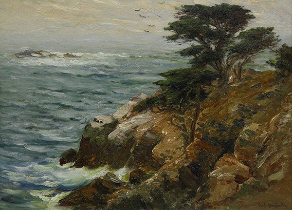 Painting, Paul Dougherty: Paul Dougherty (American, 1877-1947), Monterey Coastal Scene, oil on canvas, signed lower right, canvas: 20"h x 28"w, overall (with frame): 28.25"h x 36"w