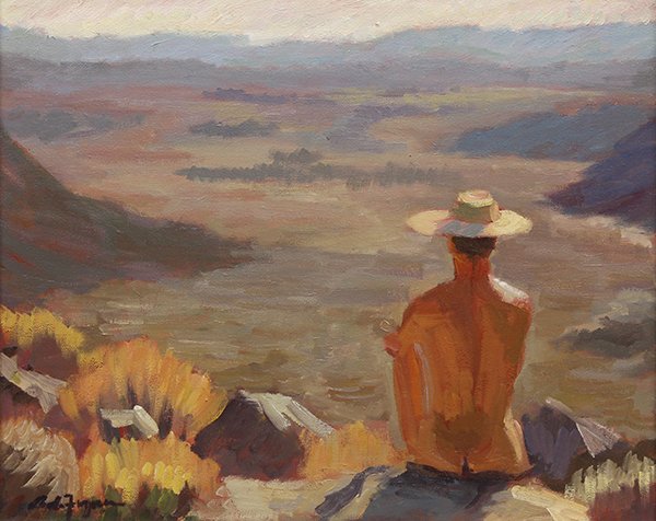 Painting, Robert A. Ferguson: Robert A. (Bob) Ferguson (American, b. 1958), "Anza Borrego (Kevinsomps #8), 2002, oil on canvas, signed lower left, titled verso, canvas: 16"h x 20"w, overall (with frame): 28.5"h x 32.5"w