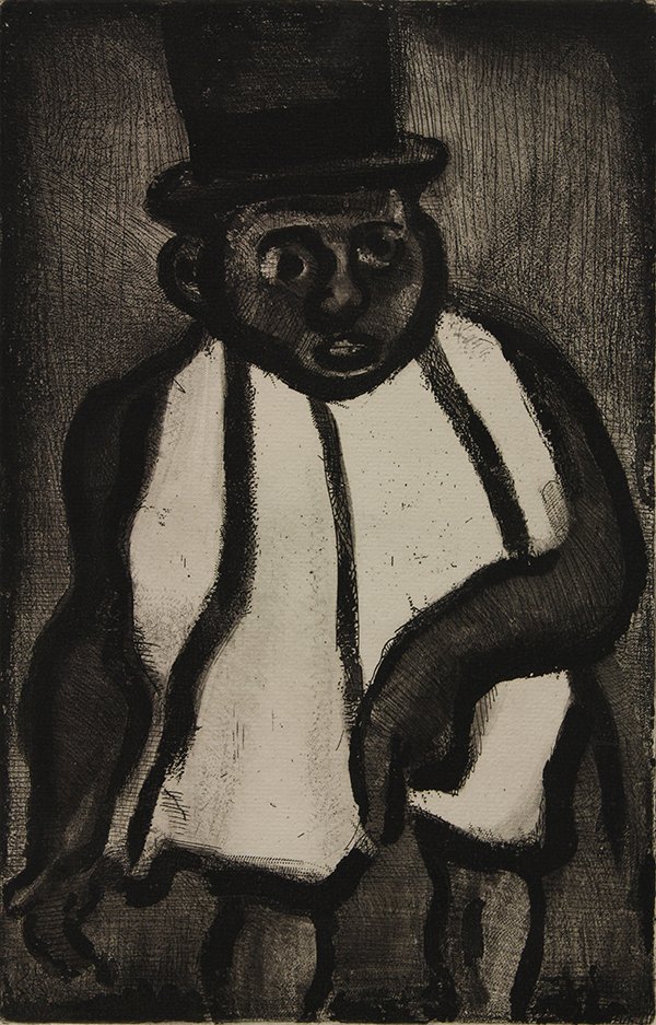 Prints by Georges Rouault: (lot of 2) Georges Rouault (French, 1871-1958), Homme au Chapeau, 1928, etching with aquatint, signed in ink lower right, initialed within plate and dated lower right, edition 76/225, and Homme au Cha