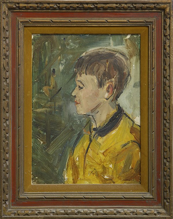 Painting, Pascal Cucaro: Pascal Cucaro (American, 1915-2004), Portrait of a Boy, oil on board, signed lower center, overall (with frame): 28"h x 24"w