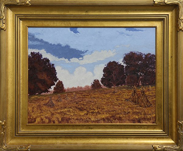Painting, Jesse Don Rasberry: Jesse Don Rasberry (American, b. 19940), Fields of Wheat, oil on canvas, signed lower right, overall (with frame): 27.5"h x 33.5"w