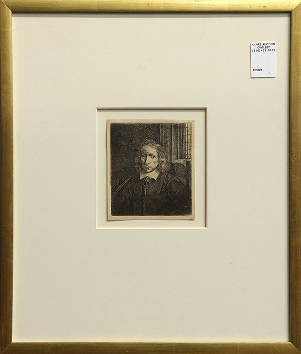Print, 18th century Portrait of a Man: Continental School (17th/18th century), Portait of a Man, etching, unsigned, overall (framed): 18"h x 14.25"w. Provenance: Barclay Simpson Fine Arts Gallery (Lafayette, CA)