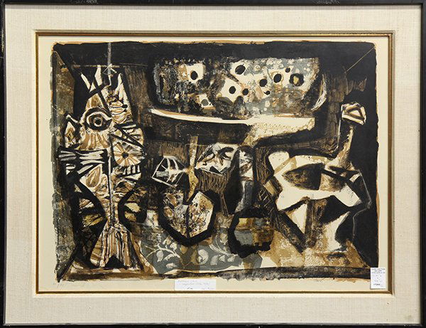 Print, Antoni Clavé Sanmartin: Antoni Clavé Sanmartin (Spanish, 1913-2005), "Composition," color lithograph, signed lower right, edition 72/95, overall (with frame): 27.75"h x 36"w
