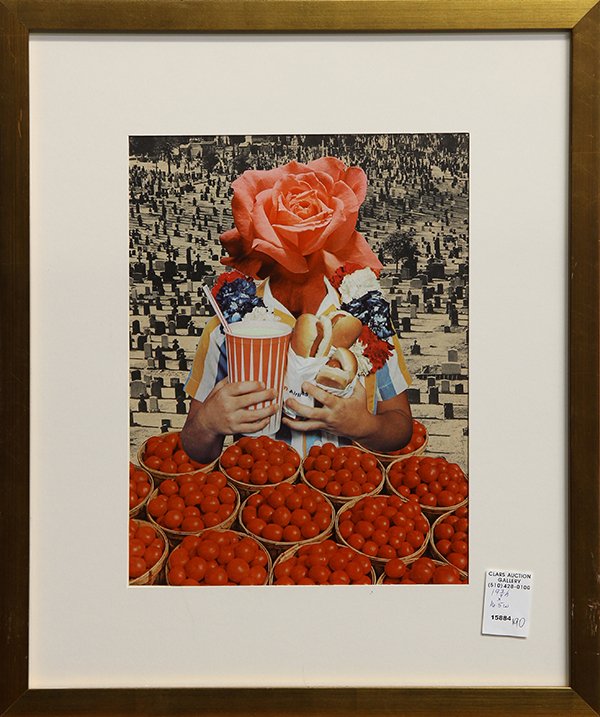 Collages by Jose Ramon Lerma: (lot of 2) Jose Ramon Lerma (American, b. 1930), "The Diet," 1969, mixed media collage, signed, titled and dated verso, and Untitled (Surreal Scene with Figures), 1993, mixed media collage, signed, ti