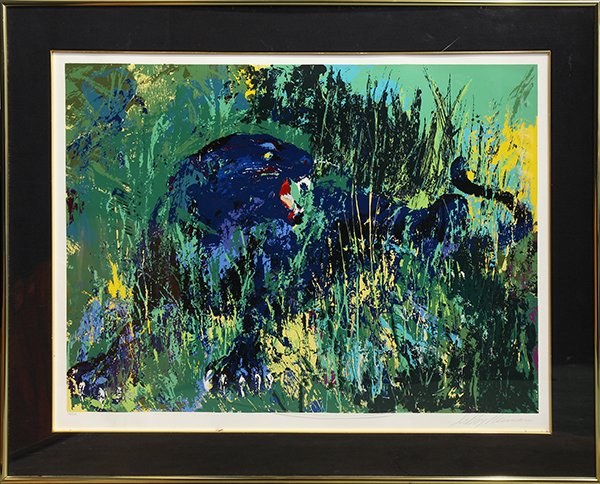 Serigraph, LeRoy Neiman, Black Panther: LeRoy Neiman (American, 1921-2012), "Black Panther," 1975, serigraph, signed lower right, edition 178/300, overall (with frame): 39.75"h x 49.75"w