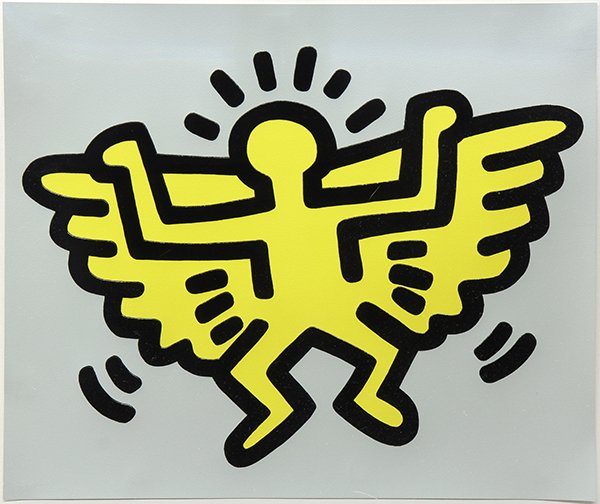 Print by Keith Haring: Keith Haring (American, 1958-1990), Icon #4 Radiant Angel, 1990, screenprint in colors with embossing, pencil signed verso by Julia Green executor of the Keith Haring estate, numbered 104/250, publish
