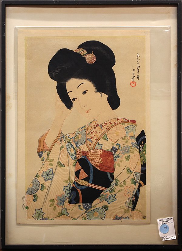 Japanese Shinhanga, Kawase Hasui: Kawase Hasui (Japanese, 1883-1957), Taisho period, 'Passing Spring', woodblock print, upper right with the signature, and seal, dated Taisho14 (=1925), lower left margin with the title, print: 15.25"h