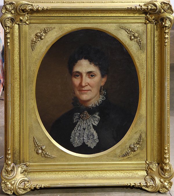 Painting, Portrait of a Lady: Continental School (19th century), Portrait of a Lady, oil on canvas, unsigned, overall (with frame): 30.5"h x 27"w