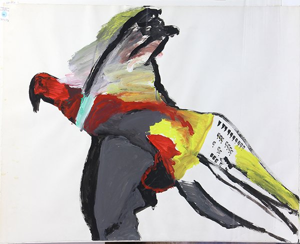Work on Paper by Phe Ruiz: Phe Ruiz (American, b.1965), Untitled (Pheasant), n.d., acrylic on paper, overall (sheet): 30"h x 41.75"w
