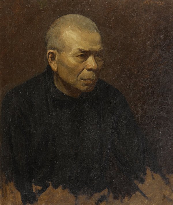 Painting, Joseph Mason Reeves Jr: Joseph Mason Reeves Jr. (American, 1898-1973), Portrait of a Chinese Man, oil on canvas, signed upper right, exhibition label (Bohemian Club, San Francisco) affixed verso, canvas: 24"h x 20"w, overall