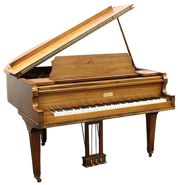 H.C Bay baby grand piano: H.C Bay baby grand piano, serial number 17856, executed in 1924, having a walnut case, and rising on square tapered legs terminating on casters, 5'1"l Note: Piano case was refinished, restrung using n