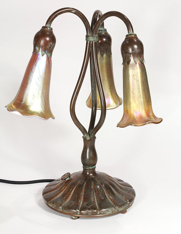 buffalo metal works three light lily lamp in the art buffalo metal works