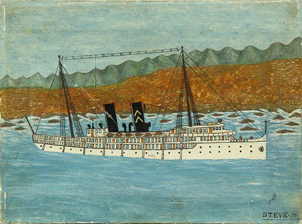 Painting, Ship "Harvard," 1931: Ship "Harvard," 1931, oil on canvas, signed "Steve" and dated lower right, canvas (unframed): 10"h x 13.25"w
