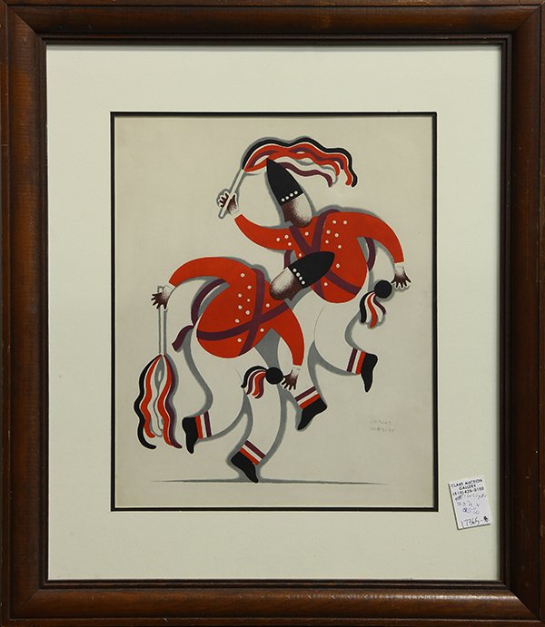 Print, Carlos Merida: Carlos Mérida (Guatemalan, 1895-1984), Dancers with Whips (from the Dances of Mexico Series), color lithograph, signed lower right, overall (with frame): 23.25"h x 20"w