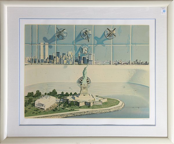 Print by Doug Webb: Doug Webb (American, b. 1946), "Liberty," screenprint, pencil signed lower right, edition 154/275, overall (framed): 38.5"h x 46.25"w