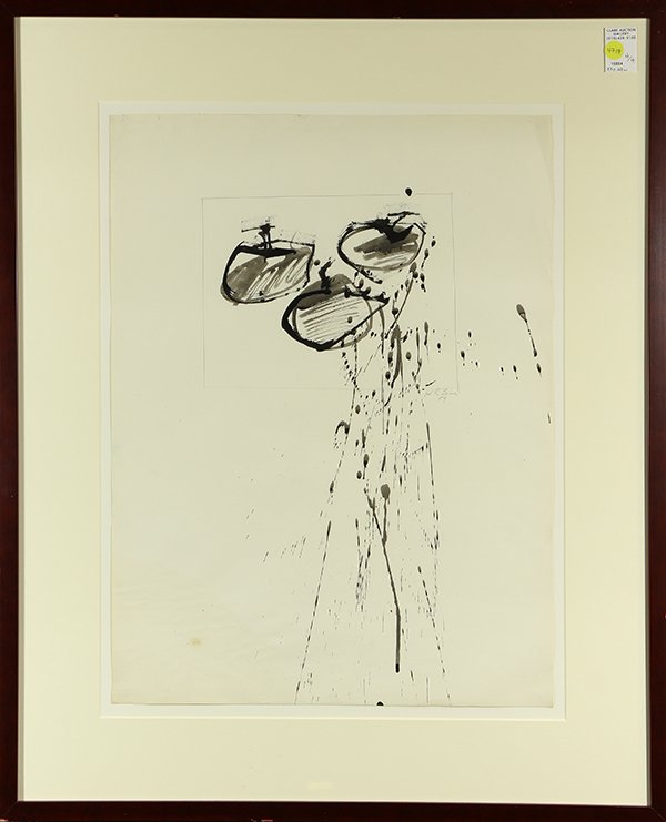 Works on Paper by Jose Ramon Lerma: (lot of 4) Jose Ramon Lerma (American, b. 1930), (3) Nude Studies, 1957 and Abstract in Black and White, 1959, watercolors/drybrush on paper, each pencil signed and dated, overall (with frame/largest)