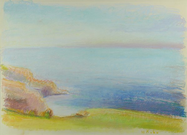 Pastel by Wolf Kahn: Wolf Kahn (American/German, b. 1927), Nantucket Sound, pastel on paper, signed lower right, sight: 21"h x 29.5"w, overall (framed): 31"h x 38.5"w