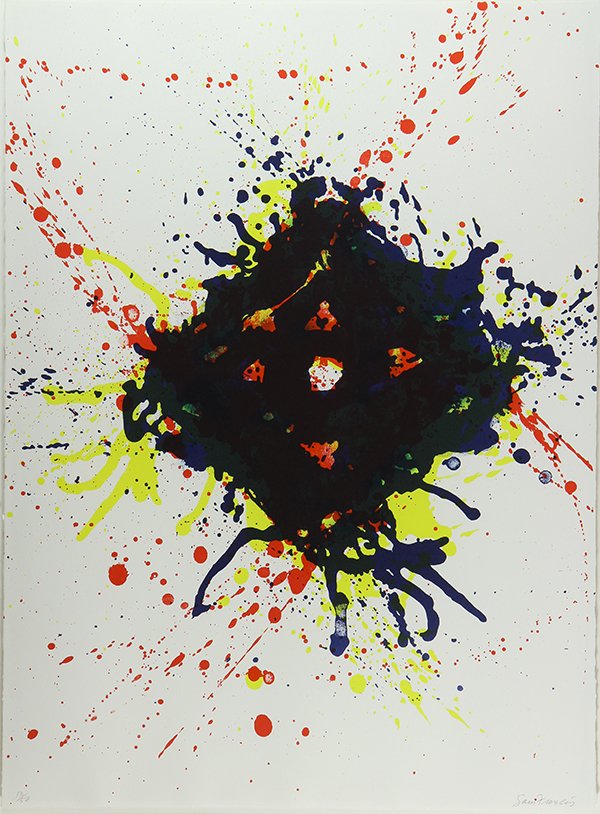 Print by Sam Francis: Sam Francis (American, 1923-1994), Untitled (SF-350), 1992, lithograph in colors, pencil signed lower right, edition 13/50, sheet: 30"h x 22"w, overall (framed): 41.5"h x 33.5"w