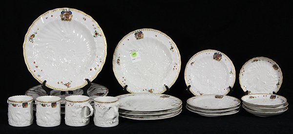 (lot of 20) Mottahedeh table service for four of The: (lot of 20) Mottahedeh table service for four of The Nelson Rockefeller Collection reproduction of Meissen's Swan Service, the original executed circa 1738, comprising (4) dinner plates, (4) luncheon 