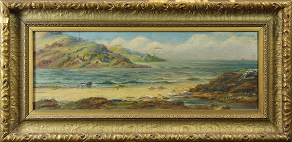 (lot of 4) Paintings, American School (19th/20th: (lot of 4) American School (19th/20th centuries), Landscapes, oils on canvas, smaller two paintings unsigned, larger two paintings signed "G.H. Beck" and " H.R. Trenghard" lower right, various dimensi