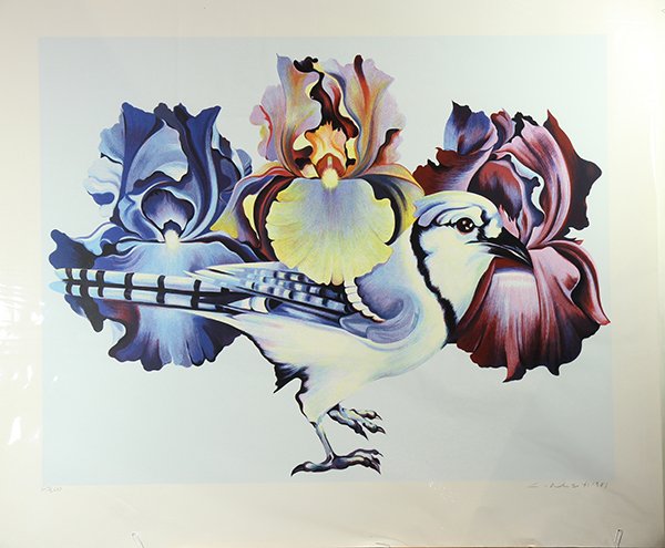 Prints by Lowell Nesbitt: (lot of 2) Lowell Nesbitt (American, 1933-1993), Red Iris, 1980, and Blue/Purple Irises, 1981, lithographs in colors, each pencil signed lower right and dated, each from an edition of 200, overall (la