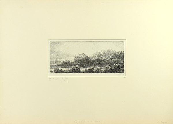 Prints by Alphonse Legros: (lot of 4) Alphonse Legros (French, 1837-1911), Scenes of the French Countryside, etchings, each pencil signed lower right, overalls (w/matting): 16"h x 22"w. Provenance: Barclay Simpson Fine Arts Gal