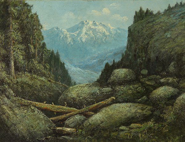 Attributed to William Keith (American, 1838-1911),: Attributed to William Keith (American, 1838-1911), Mount Shasta, oil on board, unsigned, board: 18"h x 24"w