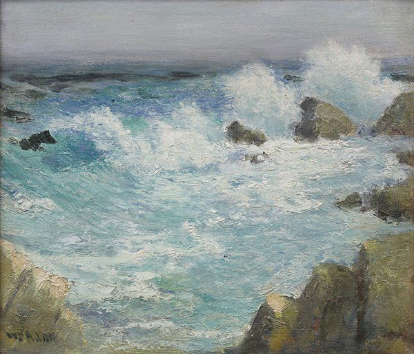 Painting, William Constable Adam: William Constable Adam (American, 1846-1931), "Breaking Wave," signed lower left, board: 12"h x 14"w, overall (with frame): 12"h x 14"w