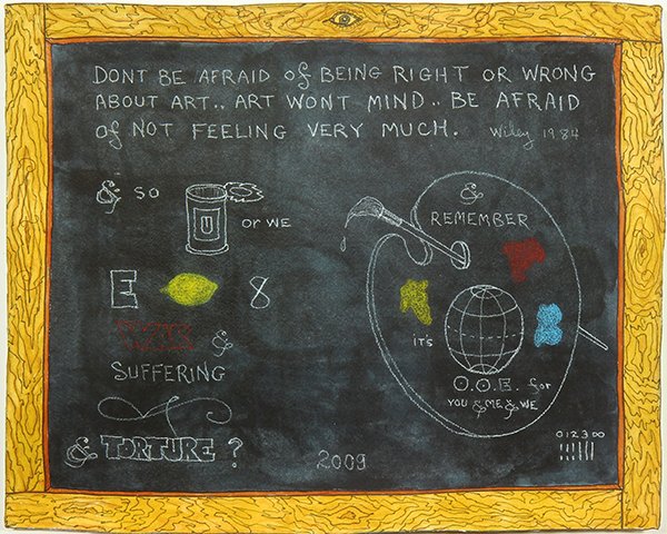 William T: William T. Wiley (American, b. 1937), "Don't be Afraid of Being Right or Wrong About Art...," 2009, watercolor, signed upper right, dated lower center, overall (unframed): 8"h x 10"w