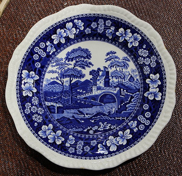 Copeland Spode blue and white transfer porcelain "Blue: (lot of 130) Copeland Spode blue and white transfer porcelain assembled table service in the "Blue Tower" pattern including nineteen salad/desset plates; fifteen saucers; fourteen dinner plates and so