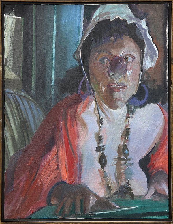 Painting by Jerome Witkin: Jerome Witkin (American, b. 1939), "Val Conte as Goya's Witch," 1988, oil on canvas, signed and dated verso (on stretcher bar) Jack Rutberg Gallery (Los Angeles, CA) and Sherry French Gallery, Inc. (N