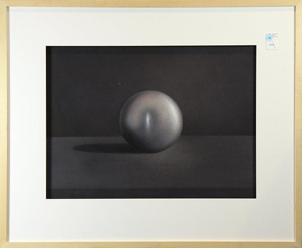Pastel by Gale Antokal: Gale Antokal (American, b. 1951), "Silver Ball," 1997, chalk pastel on paper, pencil signed lower right and dated, Weintraub Thomas Gallery (Sacramento, CA) label affixed verso, overall (framed): 27.5