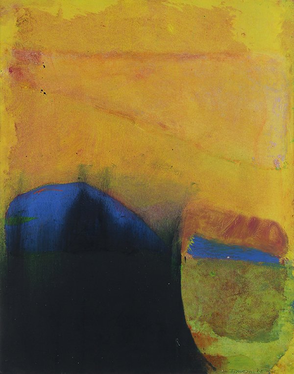 Painting, Emily Mason: Emily Mason (American, b. 1932), "As Hovering," 1968, oil on paper, signed and dated lower right, gallery title label (Lillian Kornbluth Arts, Santa Barbara, California) affixed verso, sight: 14"h x 1